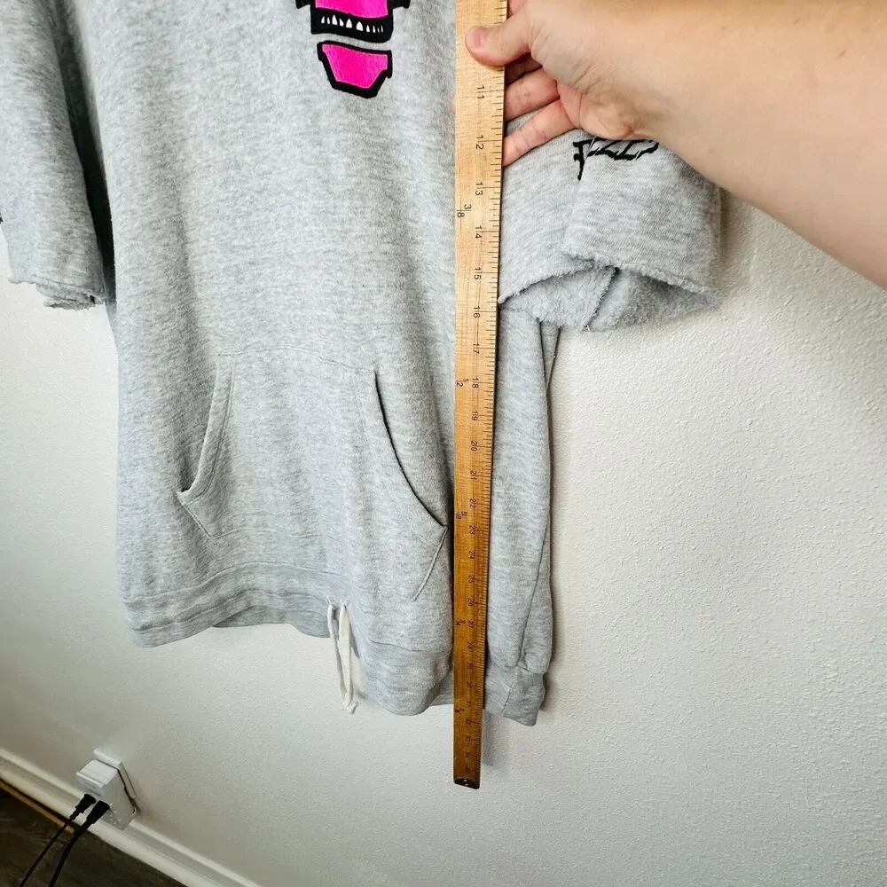 Purple Haus Machine Cut Short Sleeve Kangaroo Pouch Hoodie Pullover Sweater 2XL - Picture 13 of 14